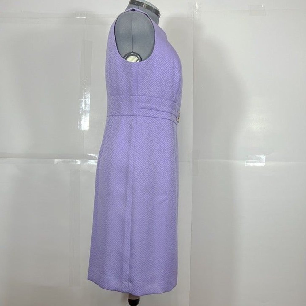 Tahari ASL NWOT Sz 14 Cut Out Front Ornament Waist Lavender Sheath Dress - Picture 5 of 7